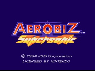 Aerobiz Supersonic title screen for Super Nintendo